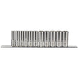 Draper 11 Piece Imperial socket set on a Metal Rail 3/8"Sq.