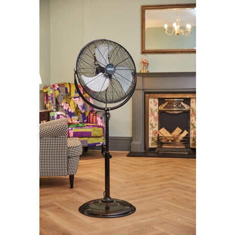 Draper 230V Pedestal Fan, 18"/450mm, 120W - High-Velocity Airflow with Adjustable Height (70429)
