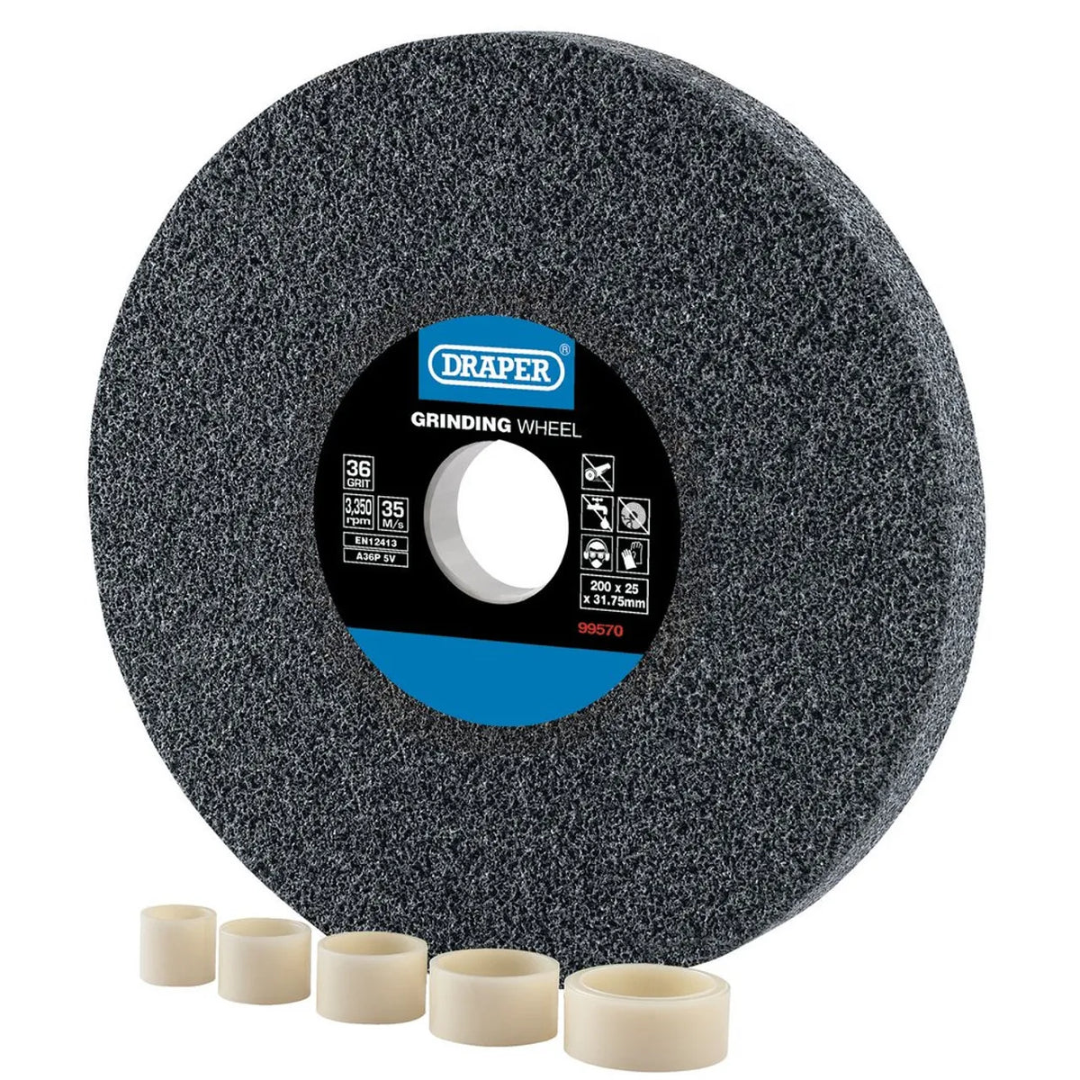 Draper Aluminium Oxide Bench Grinding Wheel 36 Grit