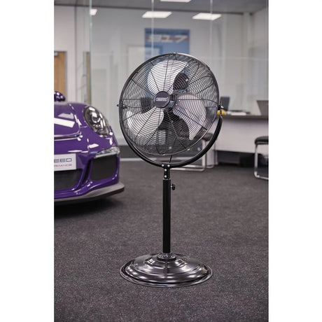Draper 230V Pedestal Fan, 18"/450mm, 120W - High-Velocity Airflow with Adjustable Height (70429)