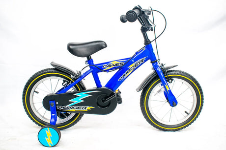 Dawes Thunder 14" Kids MTB Bike - Tough Frame, Racing Stripes, and Stabilisers