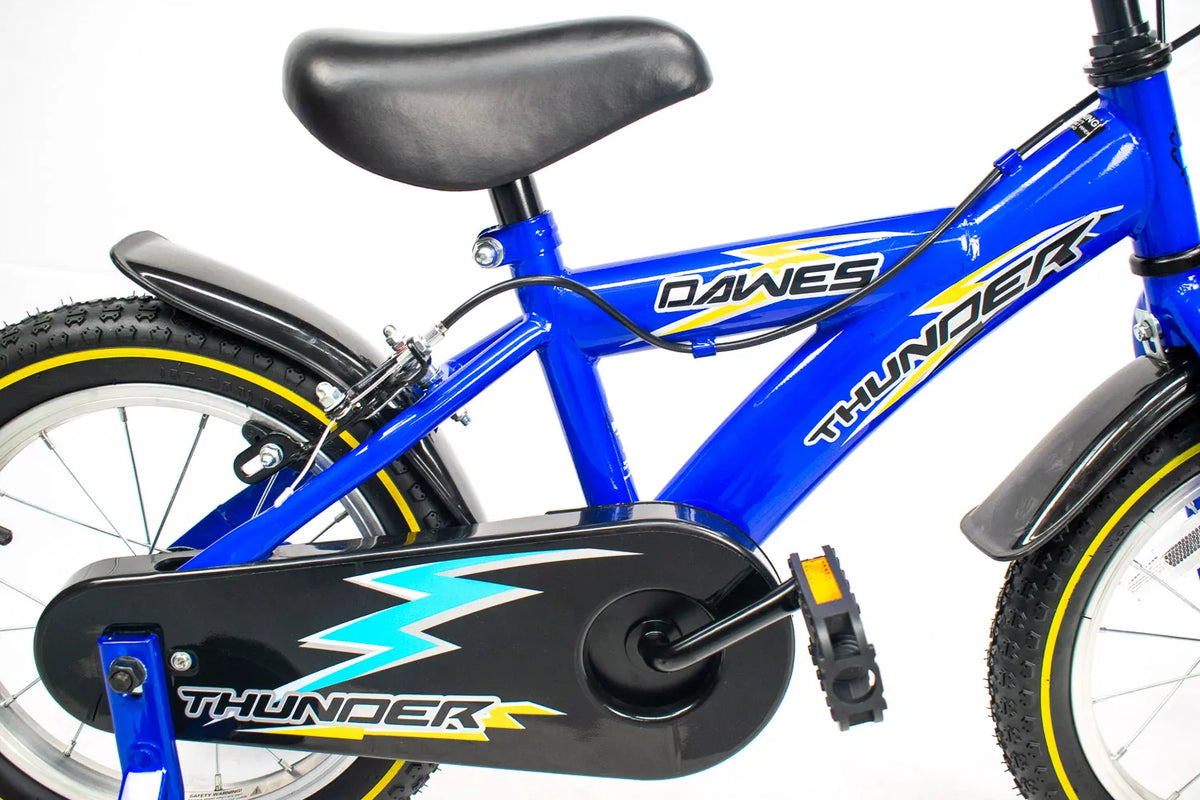 Dawes Thunder 14" Kids MTB Bike - Tough Frame, Racing Stripes, and Stabilisers
