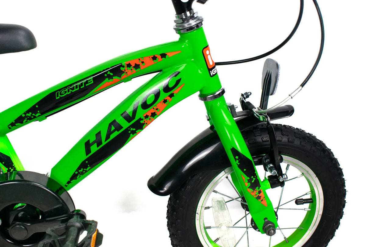 IGNITE Havoc 12" Wheel Boys Bike - Green | Perfect for Ages 3-5
