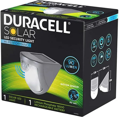 Duracell Outdoor Garden Wall Solar Powered Security Light 90 Lumens