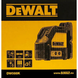 DeWalt DW088K-XJ Cross Line Laser - Self-Leveling Red Beam with 15m Range