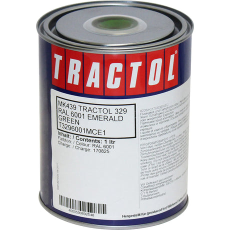 TRACTOL Emerald/Conor Green High Gloss Paint 1 Litre - Durable Finish for Agricultural & Construction Equipment -MK439