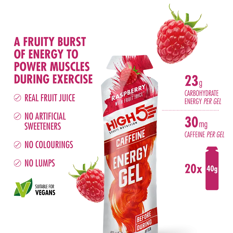 Energy Gel Caffeine - 23g Carbohydrates & 30mg Caffeine for Quick Energy Boost