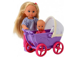 Evi Love Doll Walk Set with Stroller & Baby - Role Play Toy for Age 5+