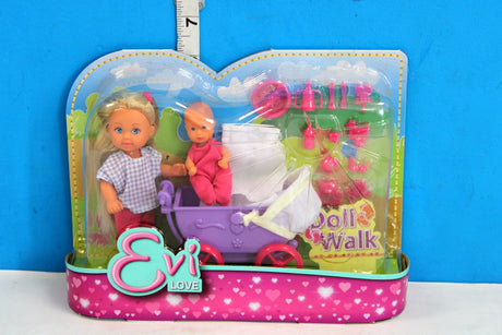 Evi Love Doll Walk Set with Stroller & Baby - Role Play Toy for Age 5+