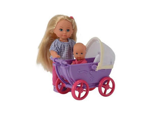 Evi Love Doll Walk Set with Stroller & Baby - Role Play Toy for Age 5+
