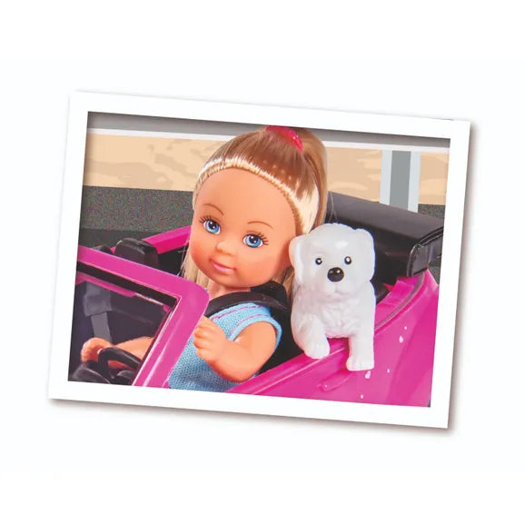 Evi Love Evi's Beetle Car Set with Dog - Free-Wheeling Car & 12cm Doll | Age 3+