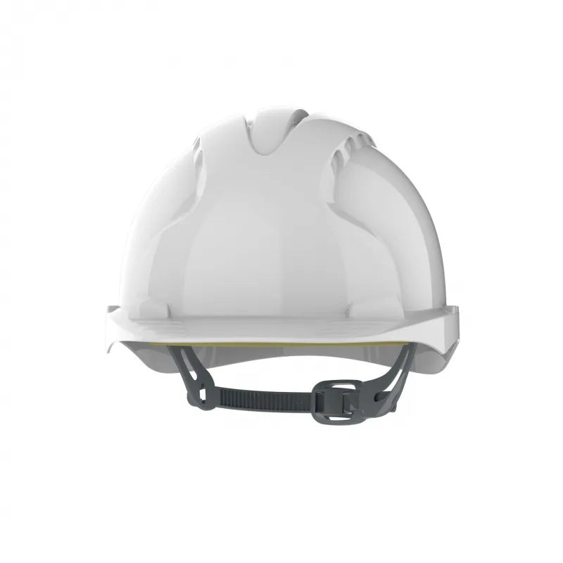 Evo 2® Mid Peak Unvented White Helmet with Slip Ratchet AJE030000100 - Lightweight, Industrial Safety Helmet with EN397 & EN50365 Compliance