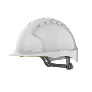Evo 2® Mid Peak Unvented White Helmet with Slip Ratchet AJE030000100 - Lightweight, Industrial Safety Helmet with EN397 & EN50365 Compliance