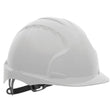 Evo 2® Mid Peak Unvented White Helmet with Slip Ratchet AJE030000100 - Lightweight, Industrial Safety Helmet with EN397 & EN50365 Compliance