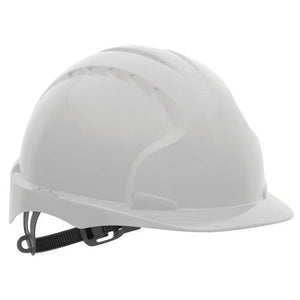 Evo 2® Mid Peak Unvented White Helmet with Slip Ratchet AJE030000100 - Lightweight, Industrial Safety Helmet with EN397 & EN50365 Compliance
