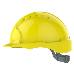Evo2 Non-Vented Yellow Safety Helmet AJE030000200 - Industrial-Grade Protection with OneTouch™ Slip Ratchet & 3D Precision Fit