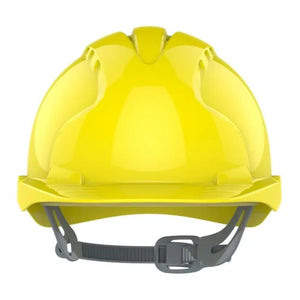 Evo2 Non-Vented Yellow Safety Helmet AJE030000200 - Industrial-Grade Protection with OneTouch™ Slip Ratchet & 3D Precision Fit
