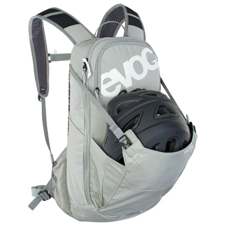 EVOC Ride Performance Backpack 12L + 2L Bladder (Stone)- MTB & Multi-Use Hydration Backpack with Helmet Holder