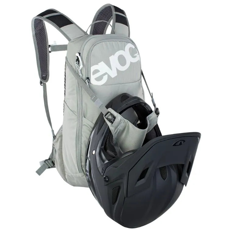 EVOC Ride Performance Backpack 12L + 2L Bladder (Stone)- MTB & Multi-Use Hydration Backpack with Helmet Holder