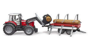 Bruder Massey Ferguson 7840 + Frontloader and timber trailer