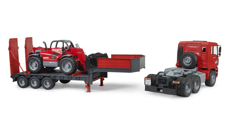 Bruder Man Tga Truck with Low Loader Trailer and Manitou Telehandler