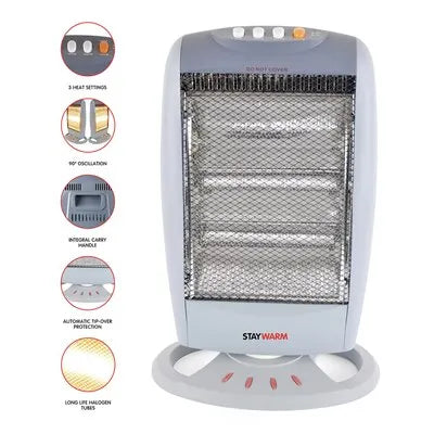 StayWarm 1200W 3 Bar Compact Halogen Heater