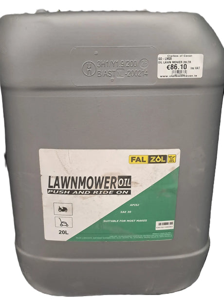 Falzol Lawnmower Oil SAE 30 - 20L Engine Oil for Push & Ride-On Mowers