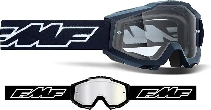 FMF Goggles Powerbomb Youth Goggle Rocket Black | Clear Lens Anti-Fog Youth Goggles