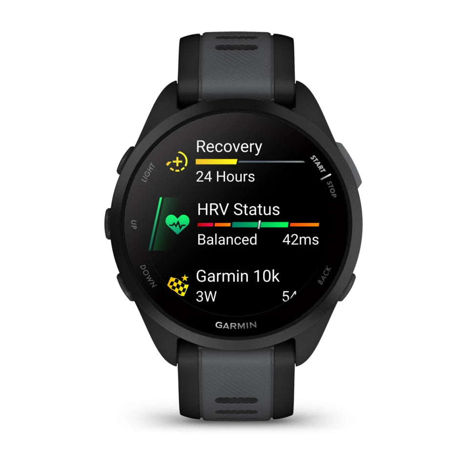 Garmin Forerunner 165 GPS Running Watch - Black/Slate Grey, AMOLED Display & Fitness Tracking