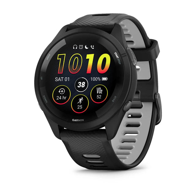 Garmin Forerunner 265 Black Running Watch - Black/Powder Gray Band