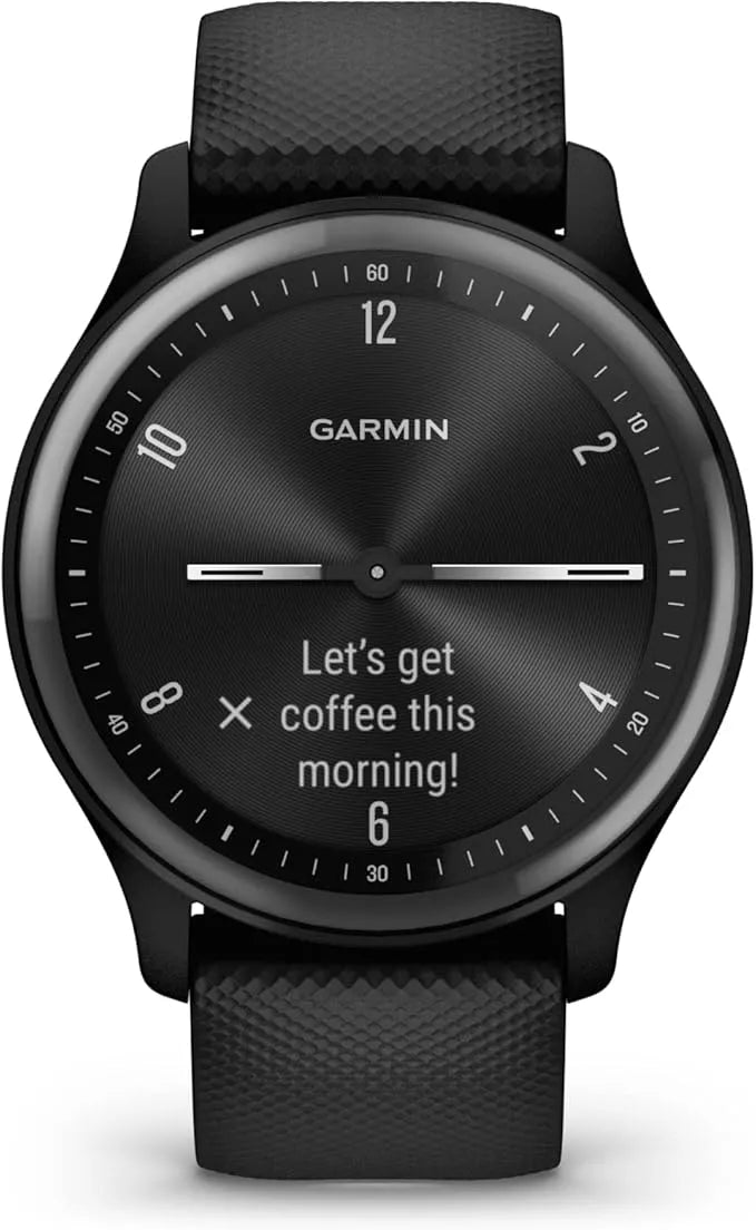 Garmin Vivomove Sport Stylish Hybrid Smartwatch - Black | Smart Features & Analogue Design