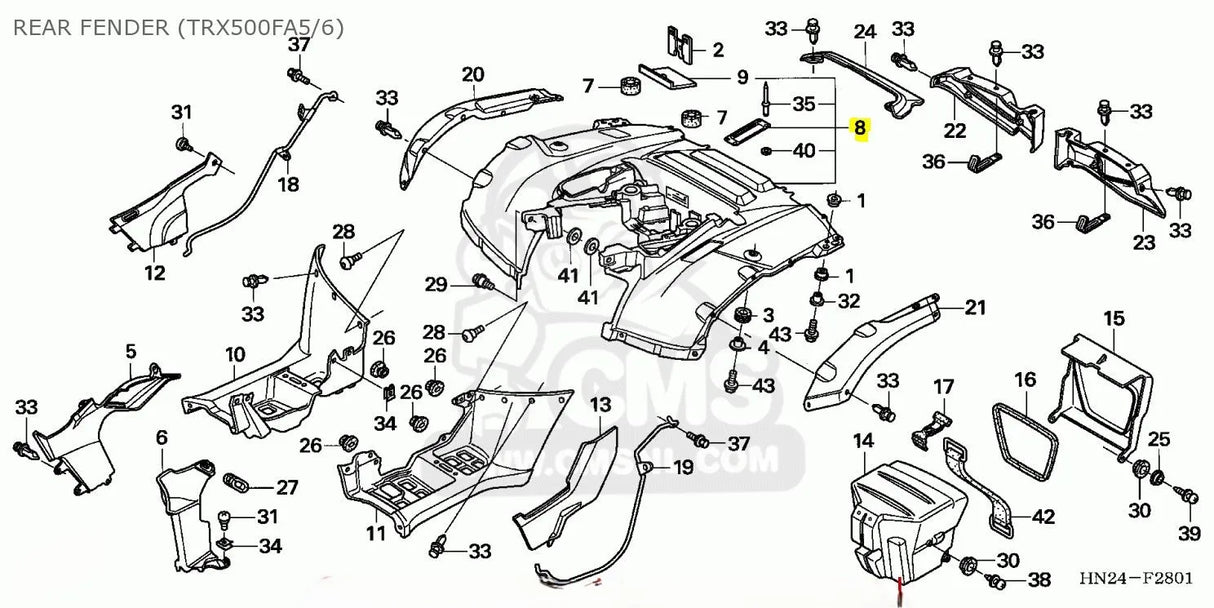 Genuine Honda Front Fender | 80100-HP0-A00ZB - Fits TRX500FE1H (2017)