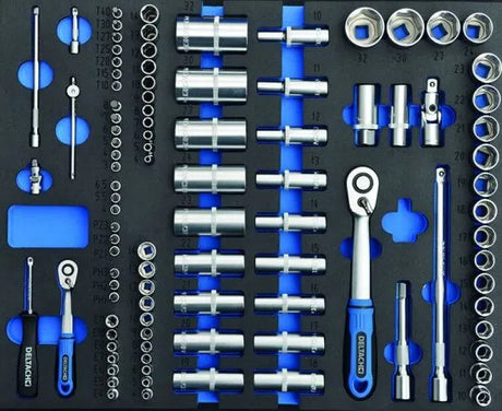 Deltach D2 Compact Tool Trolley, 5 Drawers, 214 Pieces