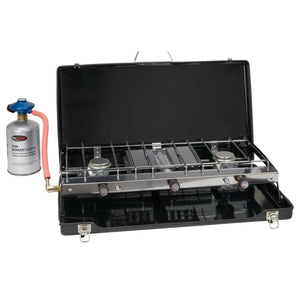 GoSystem Dynasty Trio Family Camping Stove - Double Hob & Grill with Piezo Ignition