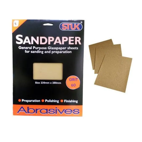 Stuk Sandpaper 60 Grit Pack of 5
