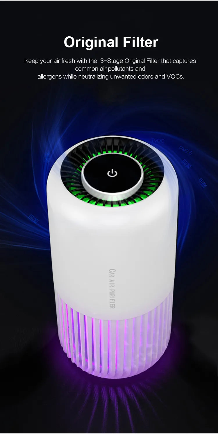 Kinscoter Portable Air Purifier Air Cleaner Car Air Purifier