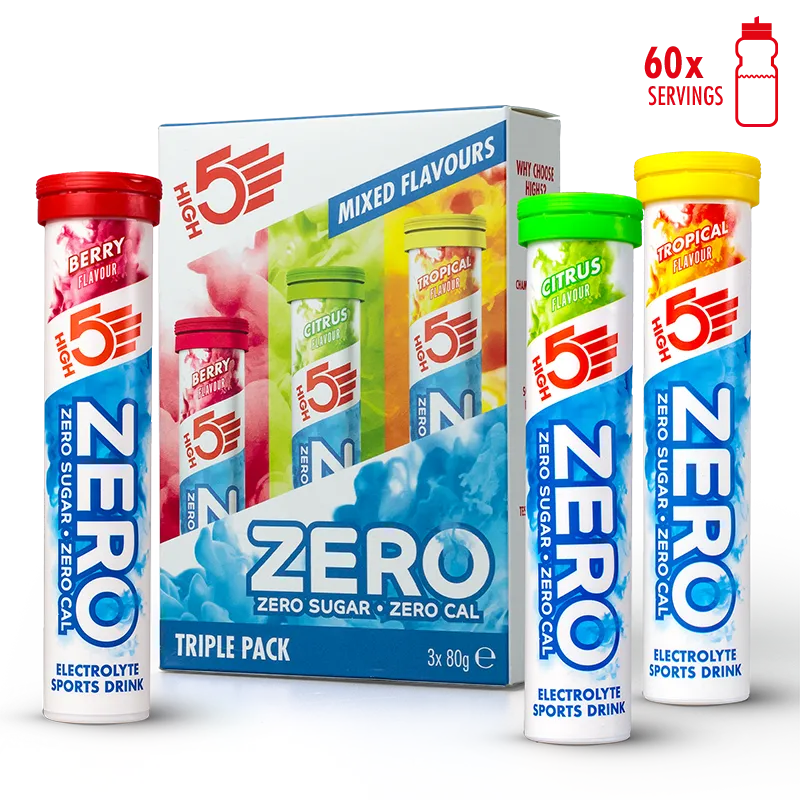 High5 Zero Triple Pack - Berry, Citrus, Tropical | Sugar-Free Electrolyte Tablets