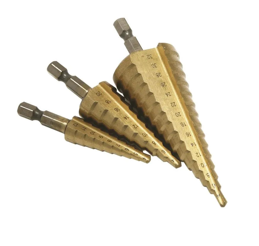 Hilka 3 Piece HSS Step Drill Set.