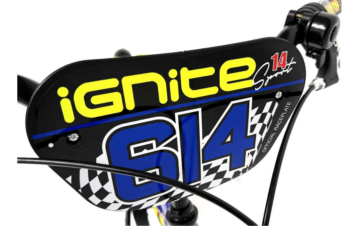 Ignite Burnout 14 Boys Bike - 4-6 Years | Kids Bike with Stabilisers & Number Plate