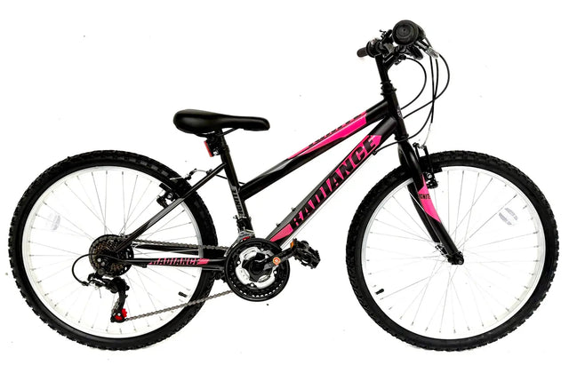 Ignite Radiance 24 Girls Mountain Bike - Matt Black and Pink| 24 Inch Wheels