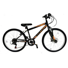 Ignite Vantage Matt Black/Neon Orange 24" Bike - 18-Speed Shimano Gears with V-Brakes & Front Suspension