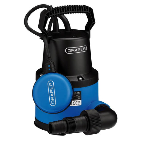 Draper 230V Submersible Clean Water Pump with Float Switch, 130L/min, 250W