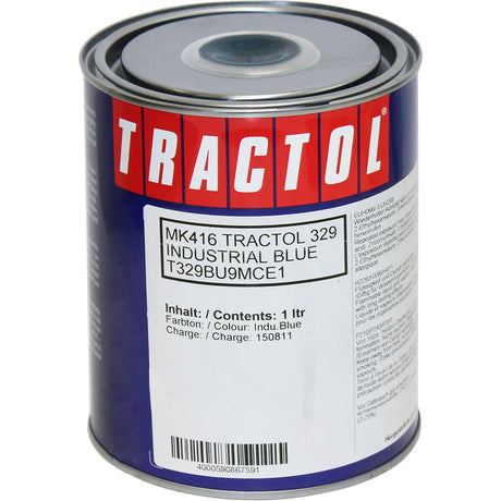 Tractol Industrial Blue High Gloss Finish Paint 1 Litre - Ideal for Agricultural & Construction Equipment - MK416
