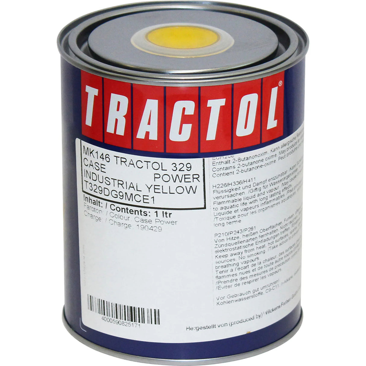 TRACTOL Case Power Industrial Yellow High Gloss Paint 1 Litre - Durable Finish for Agricultural & Construction Equipment - MK146