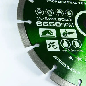 Jefferson 350mm Industrial Diamond Blade - Professional-Grade Green Blade for Heavy-Duty Cutting, Extended Lifespan
