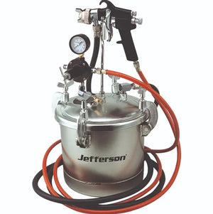 Jefferson 10 Litre Paint Pot System with Spray Gun, Pressure Gauge, and 8m Hoses