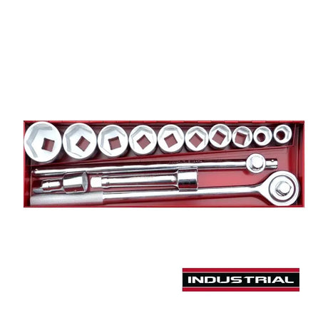 Jefferson 14 Piece 3/4" Drive Socket Set - Metric Sockets, Ratchet, Extensions, and T-Bar