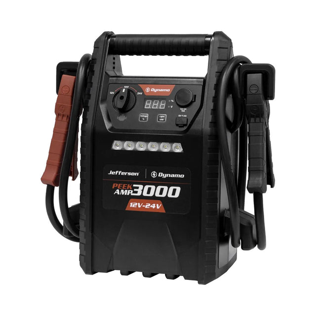 Jefferson 3000A Dynamo Jump Starter - Heavy-Duty Power Pack with Worklight & USB Charging