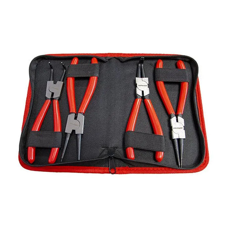 Jefferson 4 Piece 7" Circlip Pliers Set - High Carbon Steel with Red Rubber Handles