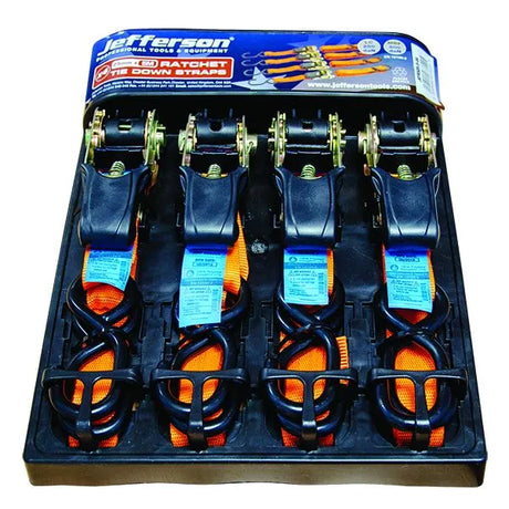 Jefferson 5m x 25mm Orange Ratchet Strap Set (4 Pack)